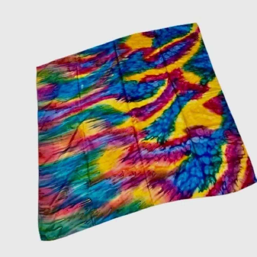 Vintage 100% Pure Silk Tie Dye Scarf 35” Square Multicolor Scarf Abstract Print